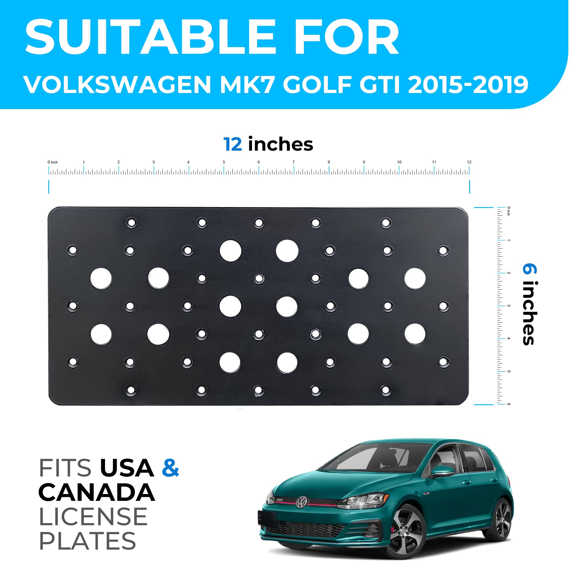 TrunkNets Inc Bumper Tow Hook License Plate Mount Bracket For Volkswagen MK7 Golf GTi 2015 16 17 18 2019