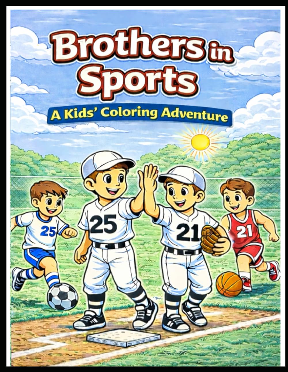 Brothers in Sports: A Kids’ Coloring Adventure: Baseball, Basketball & Soccer Fun