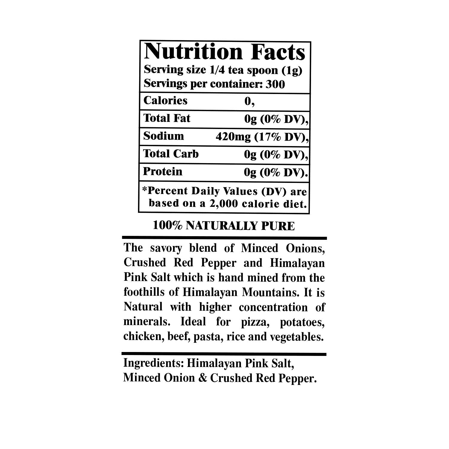 Himalayan Chef Pink Salt with Roasted Onion & Red Crushed Pepper, Tall Glass Grinder, 10.58 Oz : Grocery & Gourmet Food