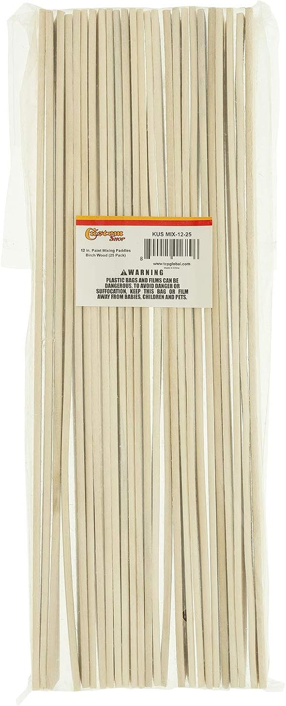 Custom Shop Paint Mix Sticks Pack of 25 Each 12 Birch Paint Mixing Paddles