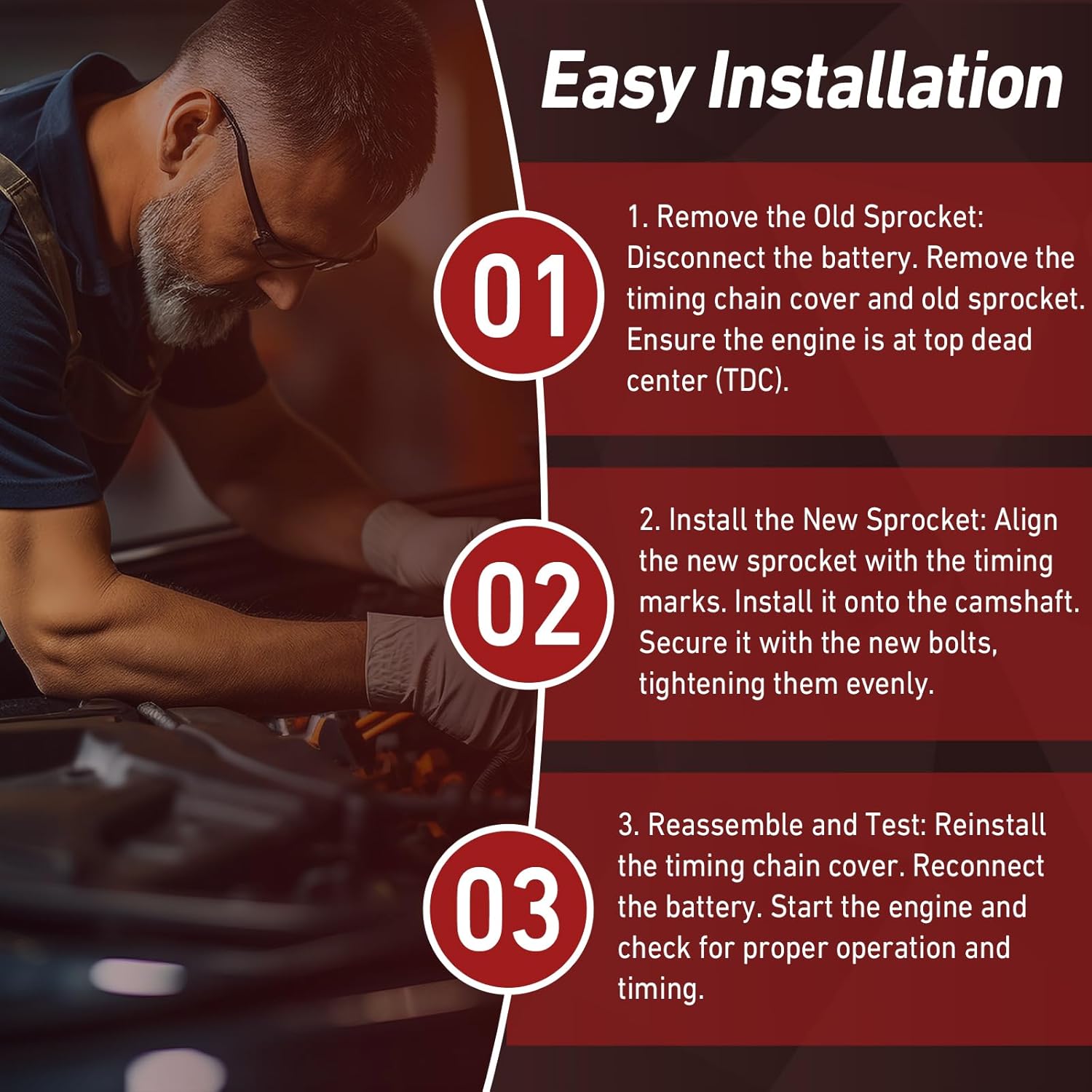 Intake & Exhaust VVT Gear Sprocket Compatible with Chrysler Sebring 2007-2011, Dodge Avenger Caliber Express Journey 2007-2018, Jeep Compass Patriot 2007-2017 OE 5047021AA 5047021AB
