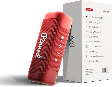 Pinned The Sound Stick Magnetic Golf Cart Speaker - IPX7 Waterproof - Red | Outdoor Bluetooth speaker,15+ hour battery life, dual speaker pairing, wireless shower speaker, golf gifts for men