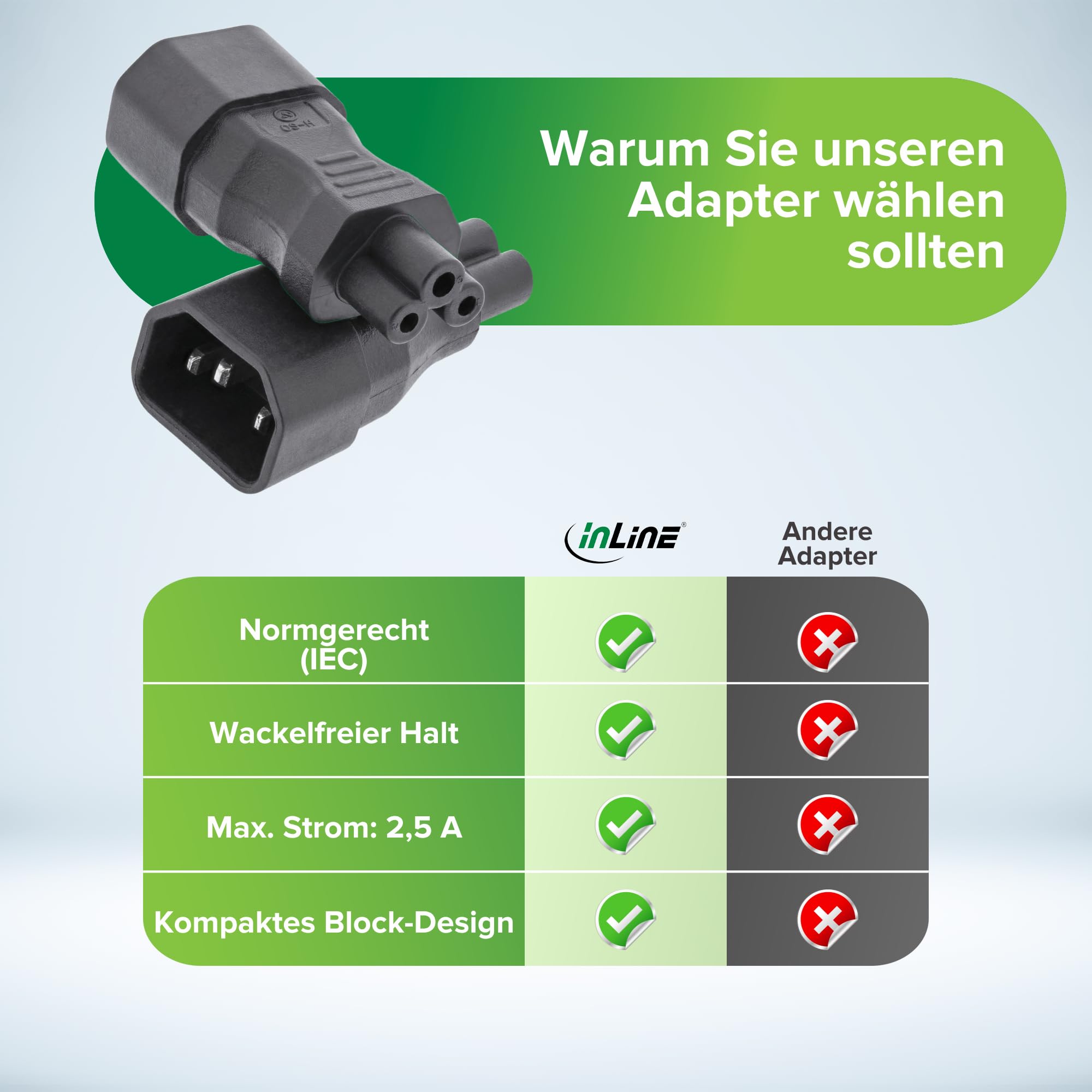 Inline 16723B Adapter Sieciowy, Czarny