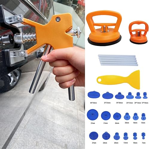 S-SNAIL-OO Kit de reparación de extractores de abolladuras de automóvil, extractor de abolladuras dorado sin pintura, juego de herramientas para