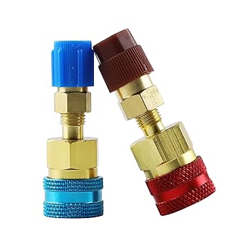 Wisepick R1234yf Quick Couplers Kit?R1234YF to R134A High/Low Side Quick Coupler, AC Hose Adapter Fitting Connector, R1234yf to R134a Conversion Kit for R1234yf Car AC System (Blue and Red)
