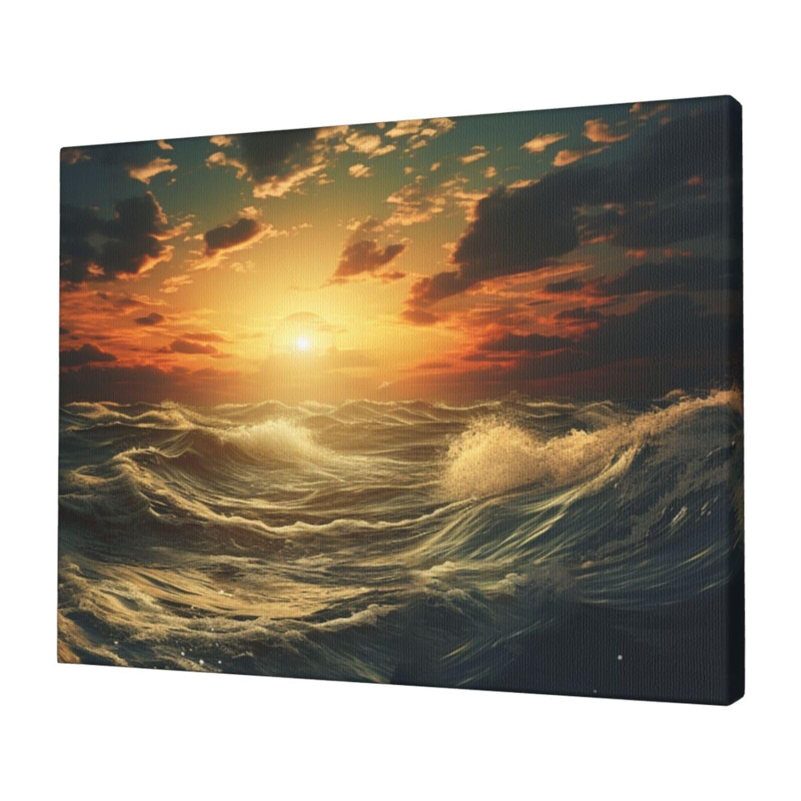 FodPand Canvas Wall Art for Living Room Wall Decor 12"x16" Modern Artwork Painting Pictures Hanging Canvas Prints Ocean After Storm Aesthetic Wall Art for Bedroom Bathroom Office Wallart Decor