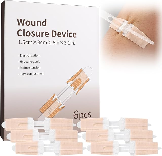 Wound Closure Strips 6Pcs Emergency Laceration Closures Sutures Butterfly Bandaids Without Stitches Butterfly Bandages for Hiking Camping Survival Outdoor