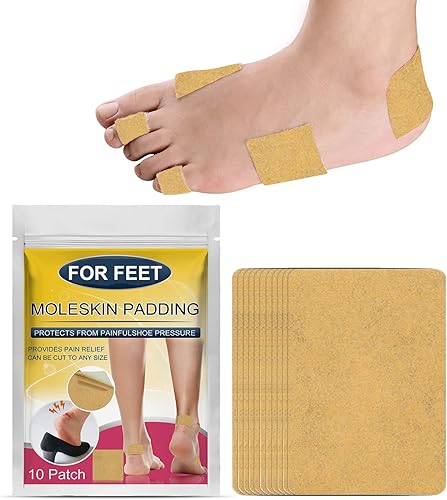 Moleskin para pies, 10 paquetes de almohadillas Moleskin Plus, parte trasera adhesiva, cinta Moleskin protege los puntos sensibles, botas de