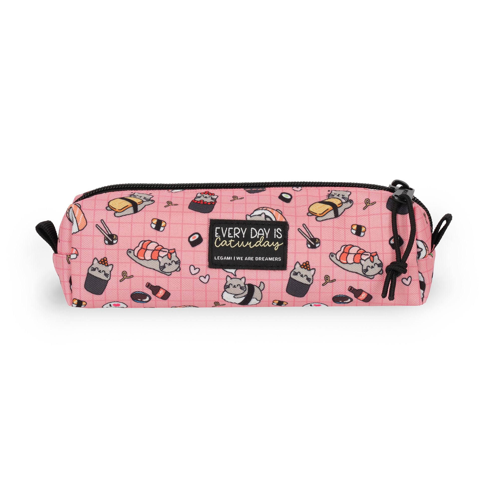 Legami - Astuccio My Pencil Case, Tema Sushi Cat, Chiusura a Zip, in Plastica riciclata, Resistente, Capiente, Pratico, per Scuola, per Ufficio, 22 x 6 cm