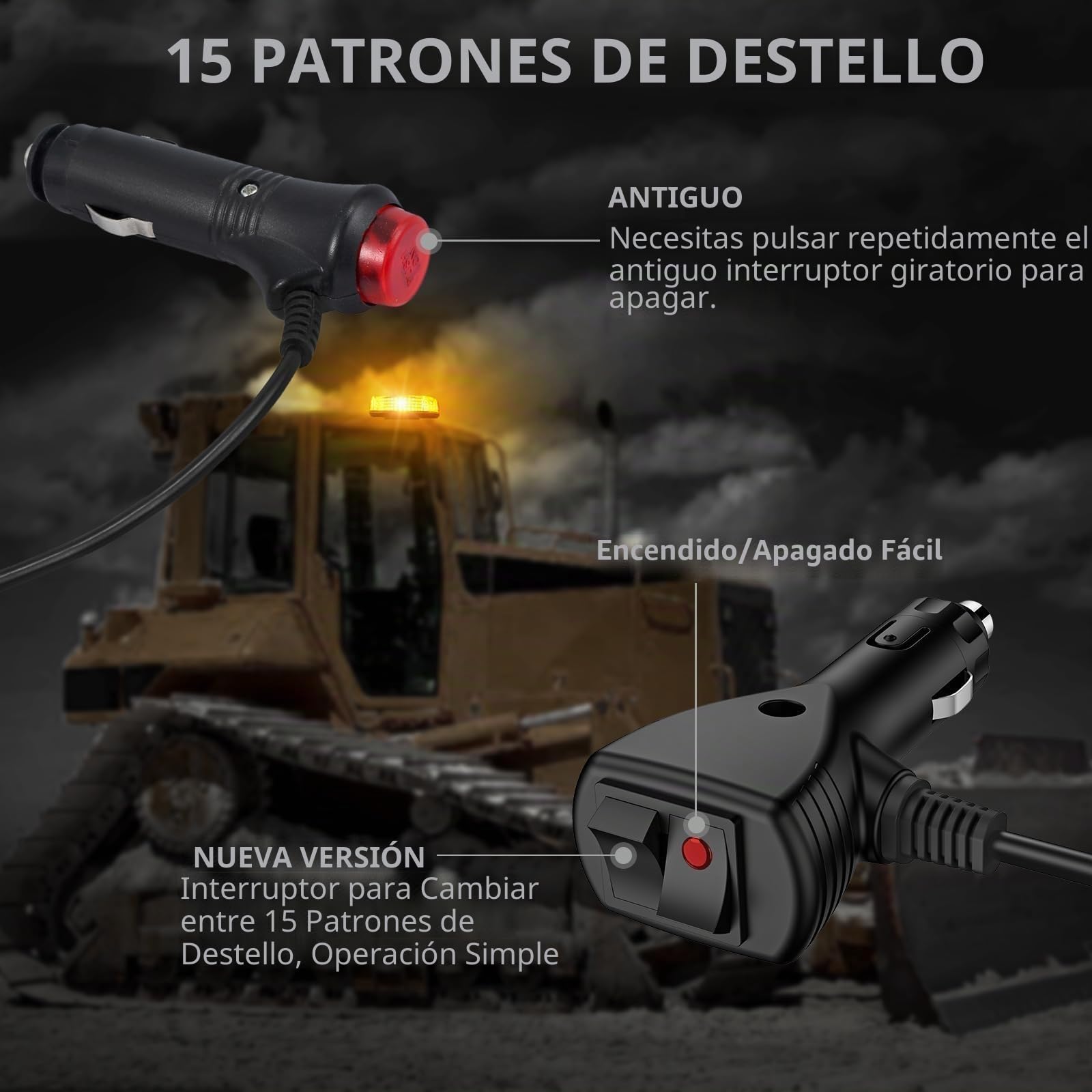 Justech 240LEDs Luz Estroboscópica Coche Magnética,12V/24 Luz de Advertencia Homologado E-Mark con 15 Modos de Flash,IP65 Impermeable para Coche,Remolque