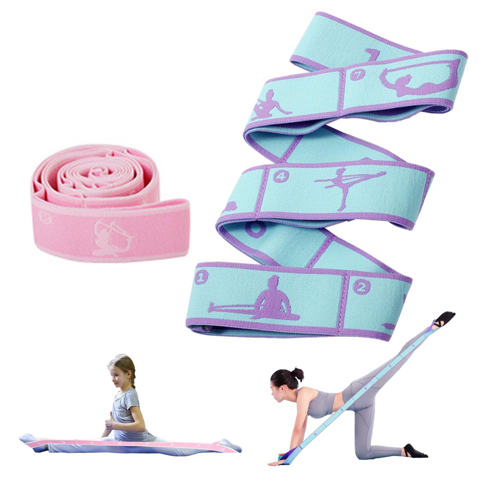 2 Fasce Di Resistenza Per Yoga E Stretching - Con 8 Passanti, Per Pilates, Fitness E Danza