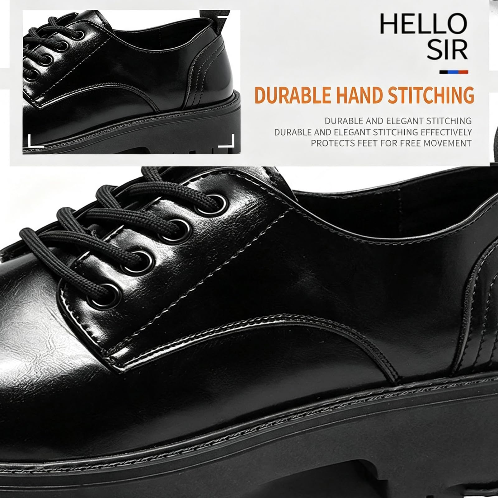 Scarpe Oxford con Plateau da Uomo Punta Tonda Scarpe Eleganti
