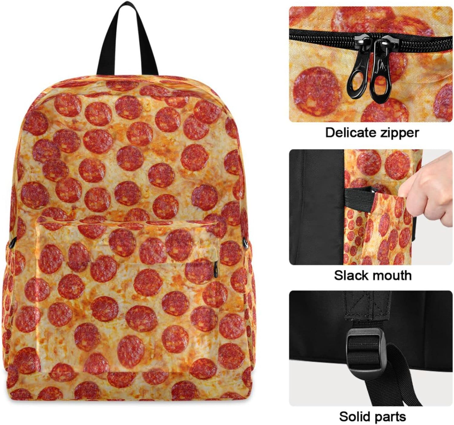 3d Pizza Pepperoni Pattern Large Travel Laptop Backpack Durable Computer Bag for Men Women School Bookbags Work
