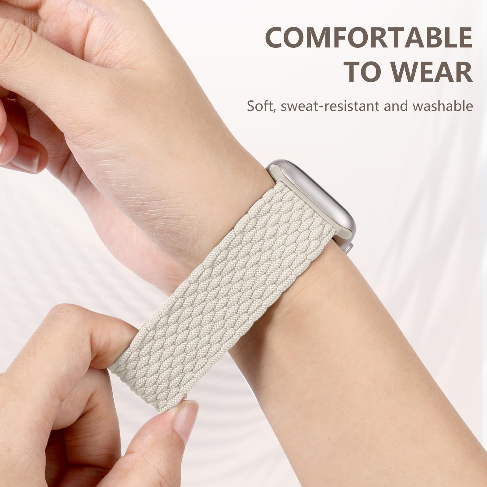 Zedoli Braided Solo Loop Bands Compatible with Apple Watch Band 38mm 40mm 41mm 42mm 44mm 45mm 46mm 49mm Women Men, Stretchy Nylon Sport Elastic Strap for iWatch Series 11 10 9 8 7 6 5 4 3 2 1 SE Ultra — view 4