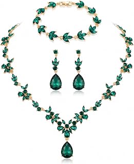 Kamirola Bridal Jewelry Set, Jewelry Set for Women, Necklace Dangle Earrings Bracelet Set, White Gold Plated (TR76)