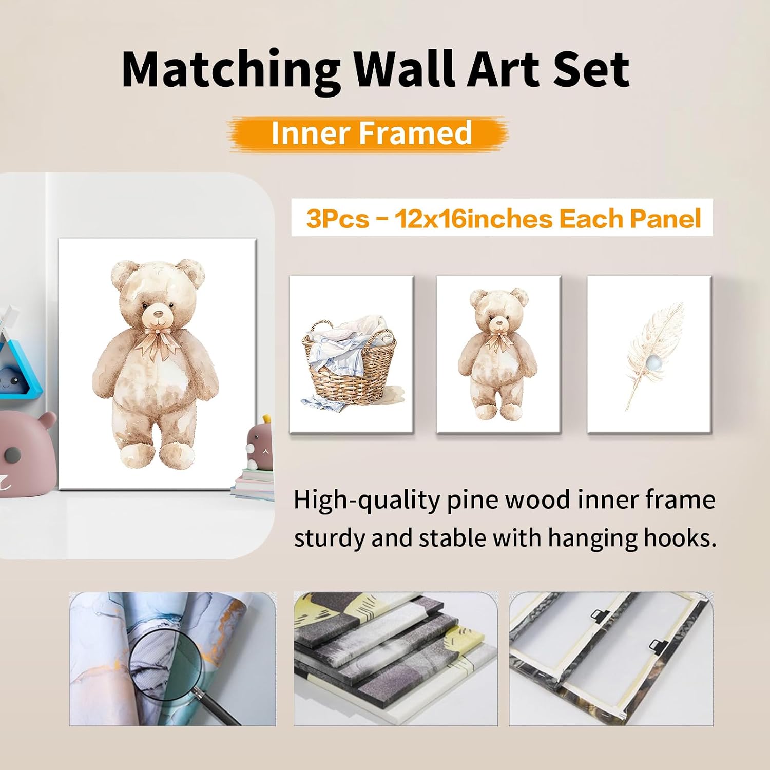 Custom Baby Crib Bedding Set, 5 Pcs Personalized Bear Friend Bedding Set with Name, Soft Blanket Fitted Sheet Pad Cover Rug for Girls Boys New Parents Baby Shower Toddlers Gifts Nursery Decor