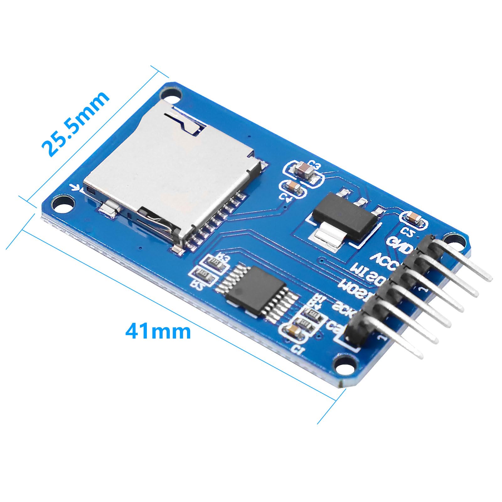 Module de carte Micro SD TF - Lecteur de carte SPI - Micro mémoire SD TF - Module de lecteur de carte mémoire avec puce de conversion de niveau pour Arduino (6 pièces)