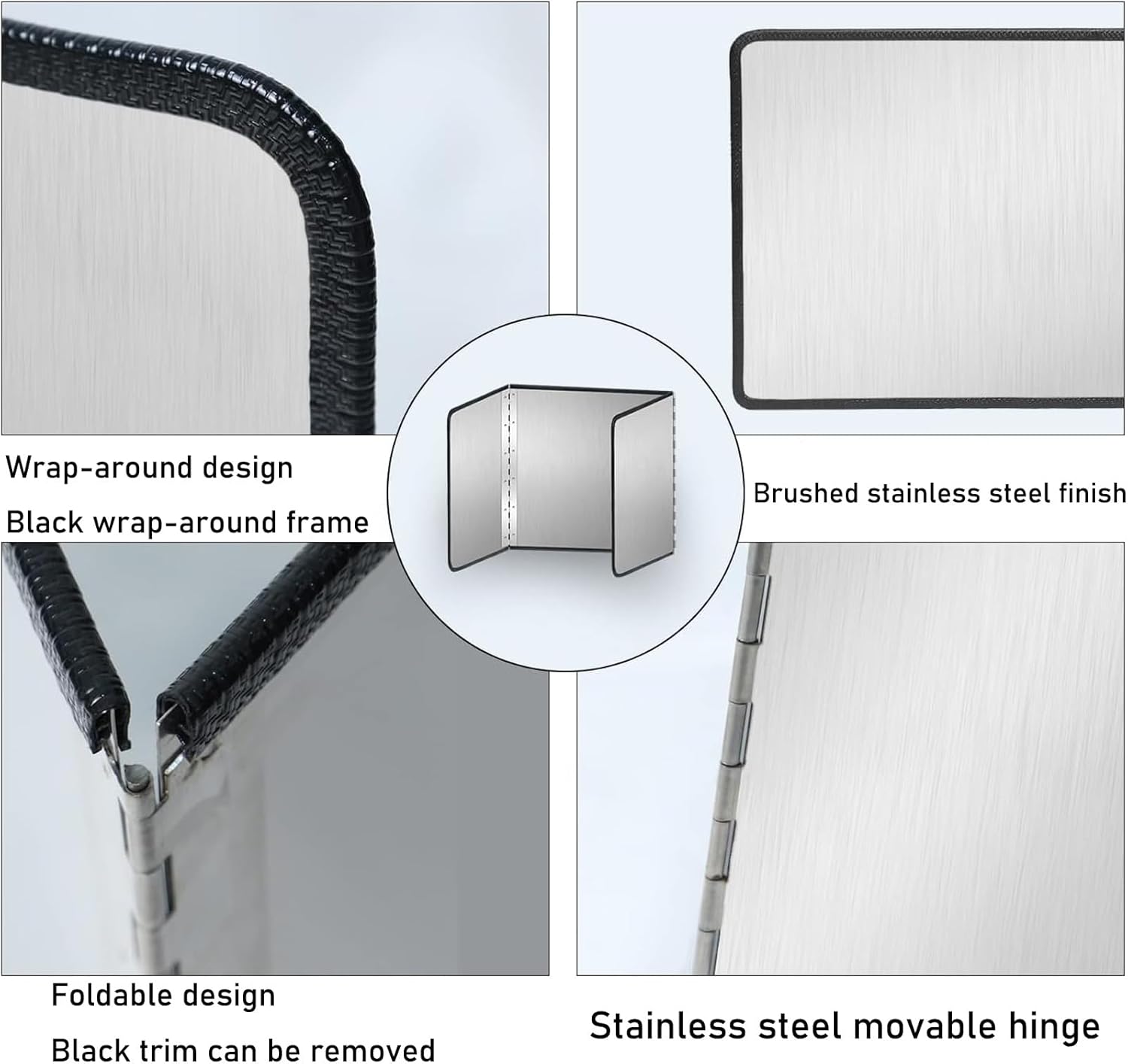 Foldable Stainless Steel Splatter Guard for Cooking - 4-Sided Nonstick Oil Splash Shield, Anti-Splatter Protector for Frying, Grease & Stove Top Wall Guard