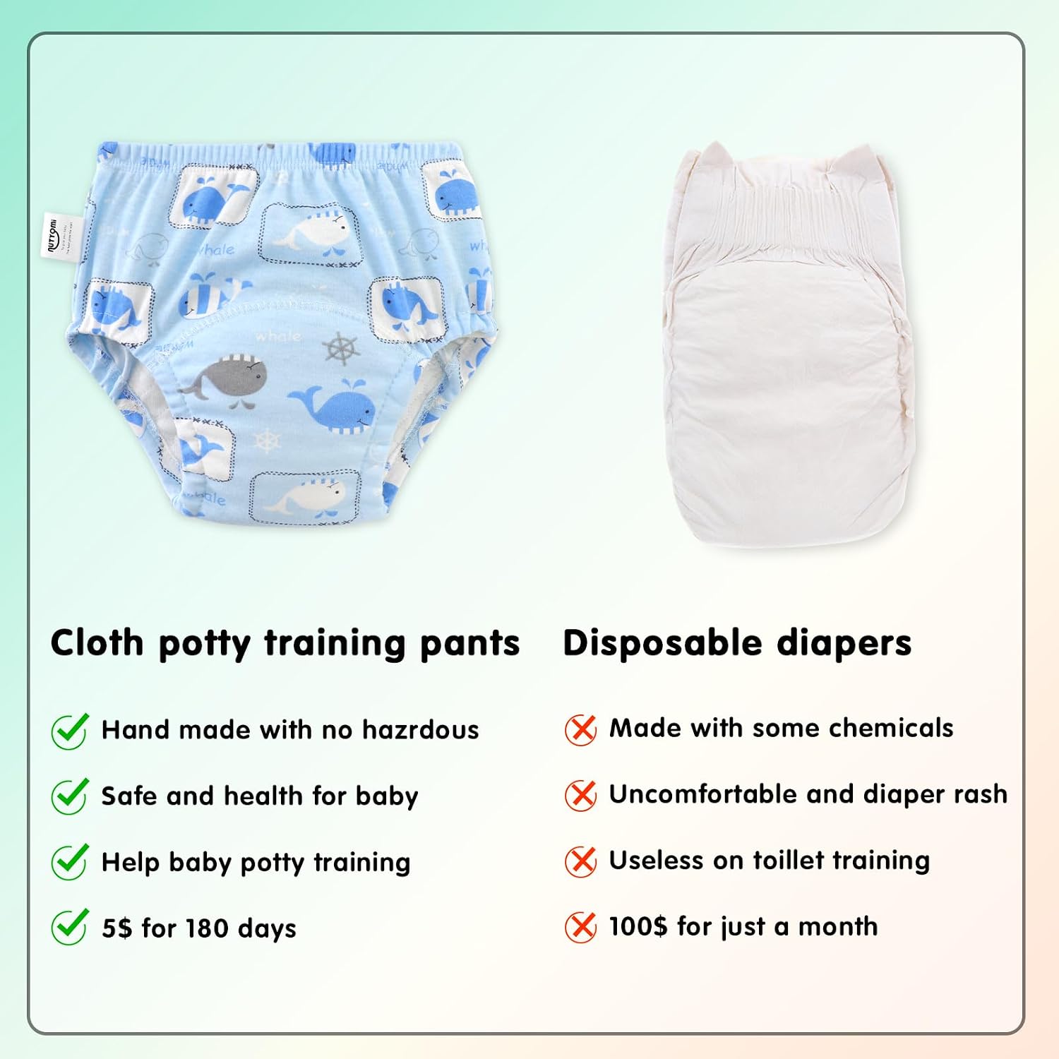 Baby Cotton Training Pants 6 Packs Toilet Training Underpants Absorbent Toddler Potty Training Underwear 2T-5T