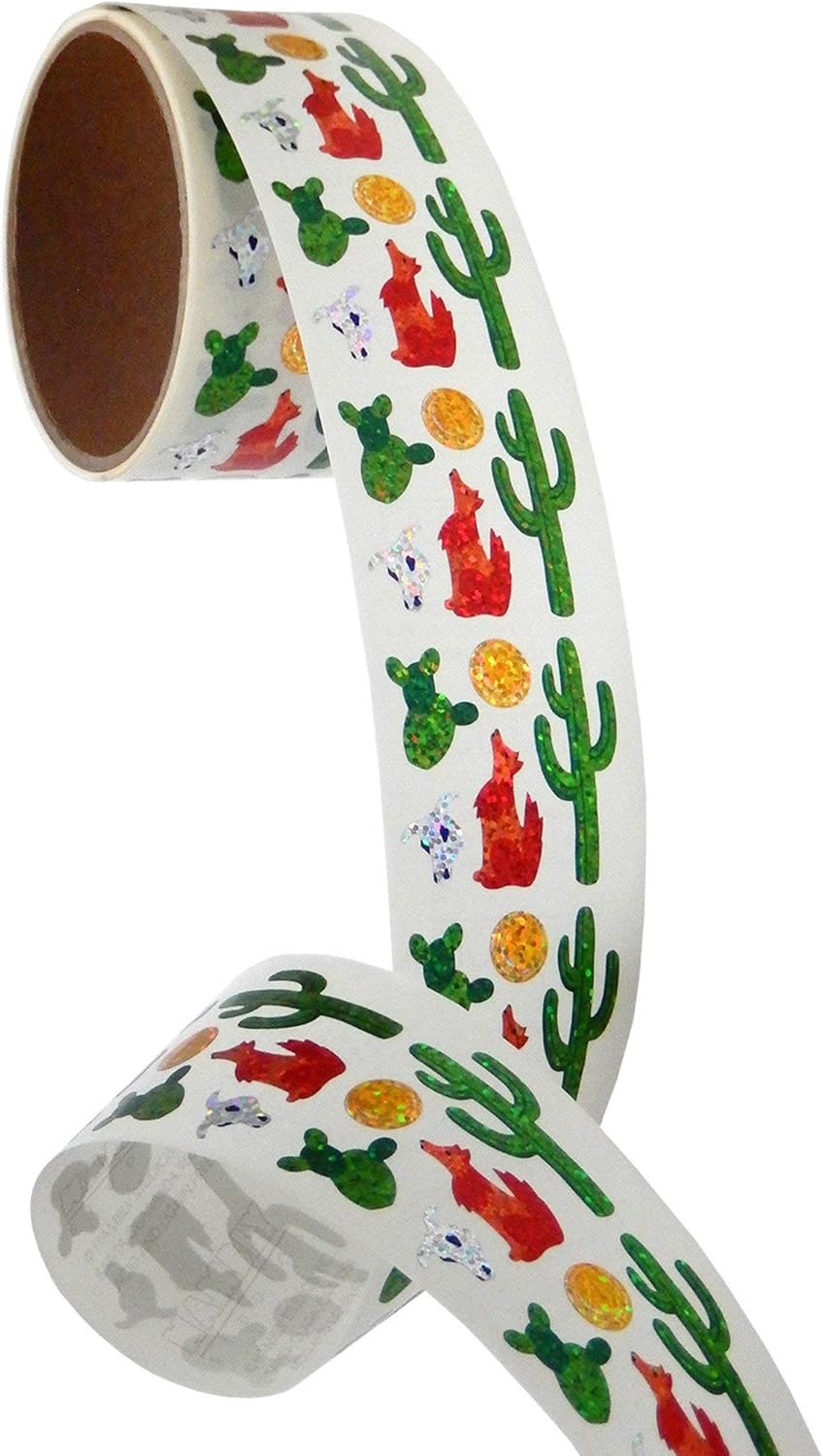 Bulk Roll Prismatic Stickers, Mini Coyote/Cactus (100 Repeats)