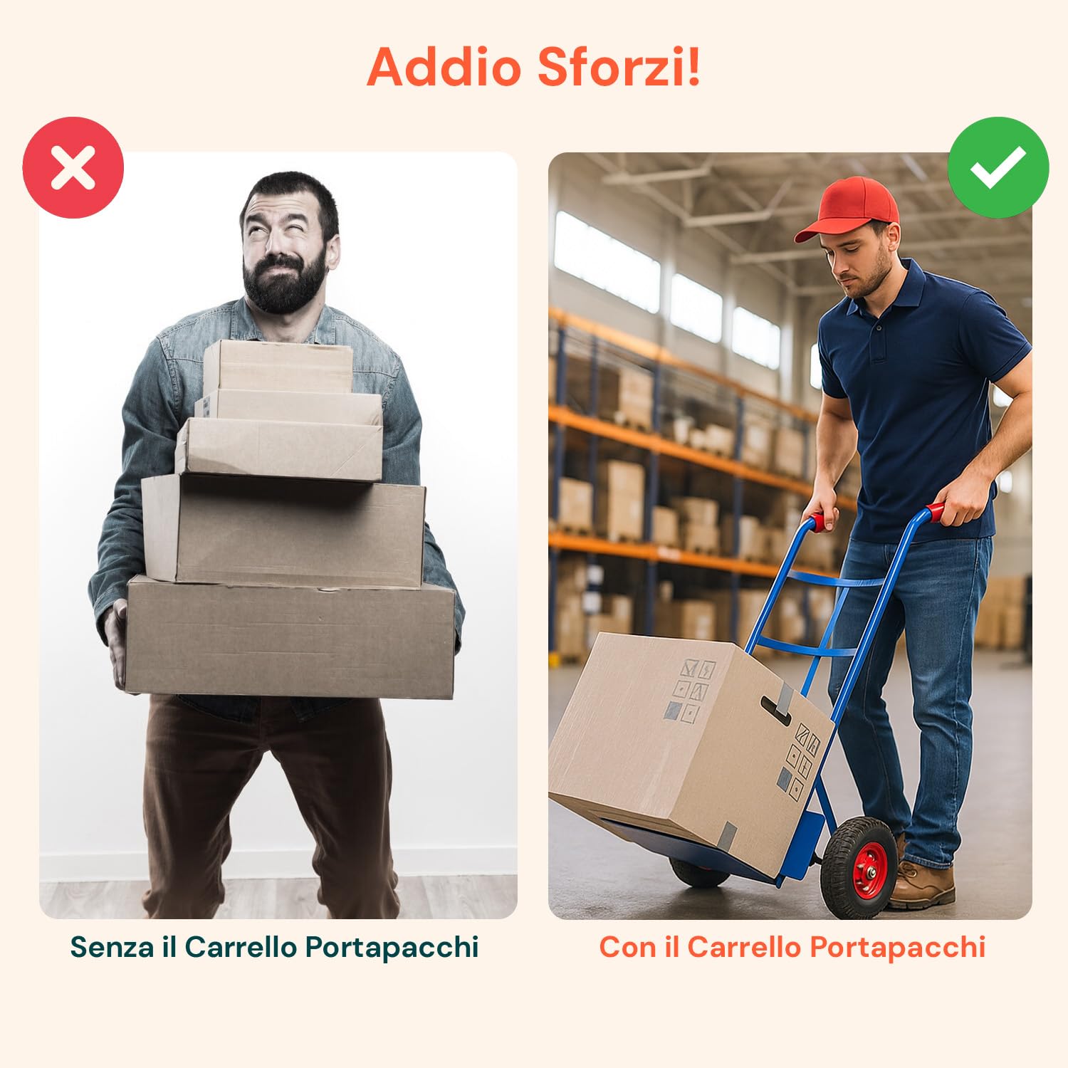 Avilia - Carrello con Ruote Portatutto in Acciaio da 200Kg per Trasporto Sicuro di Carichi Voluminosi, con Maniglie Antiscivolo, Ruote e Struttura Compatta Maneggevole (Blu)