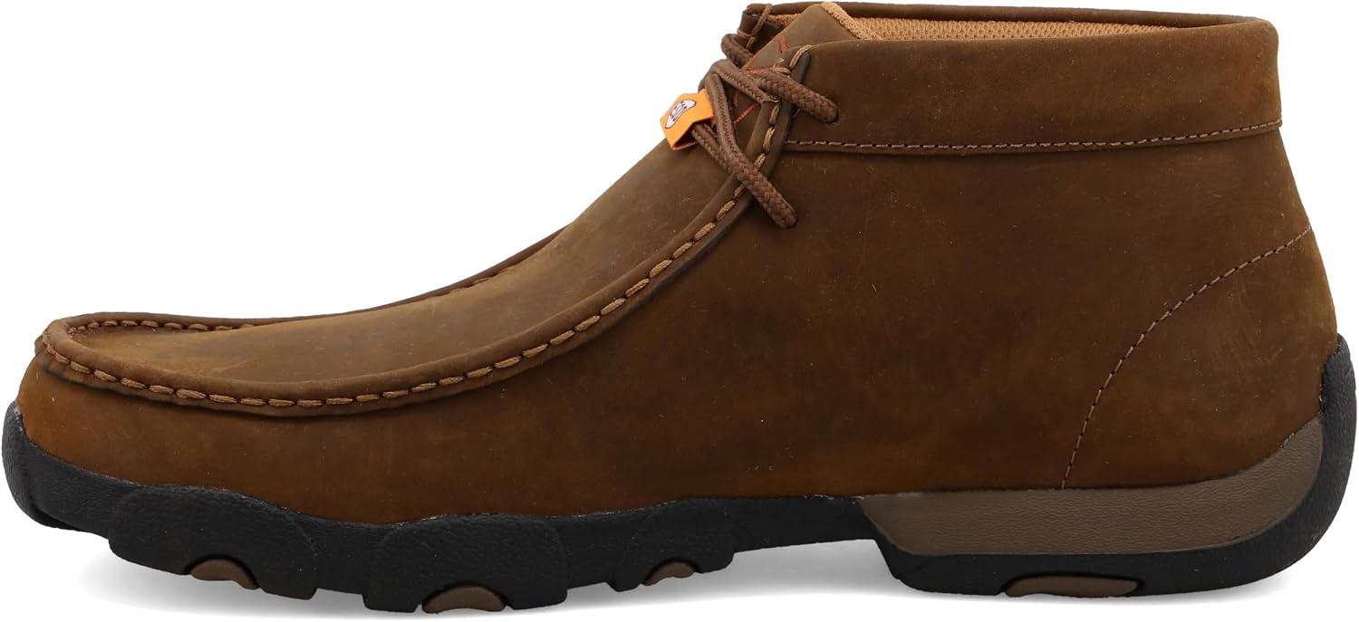 Twisted X Men's Work Chukka Driving Moc, Moc Toe, Distressed Saddle (Electrostatic Dissipative), 8 W
