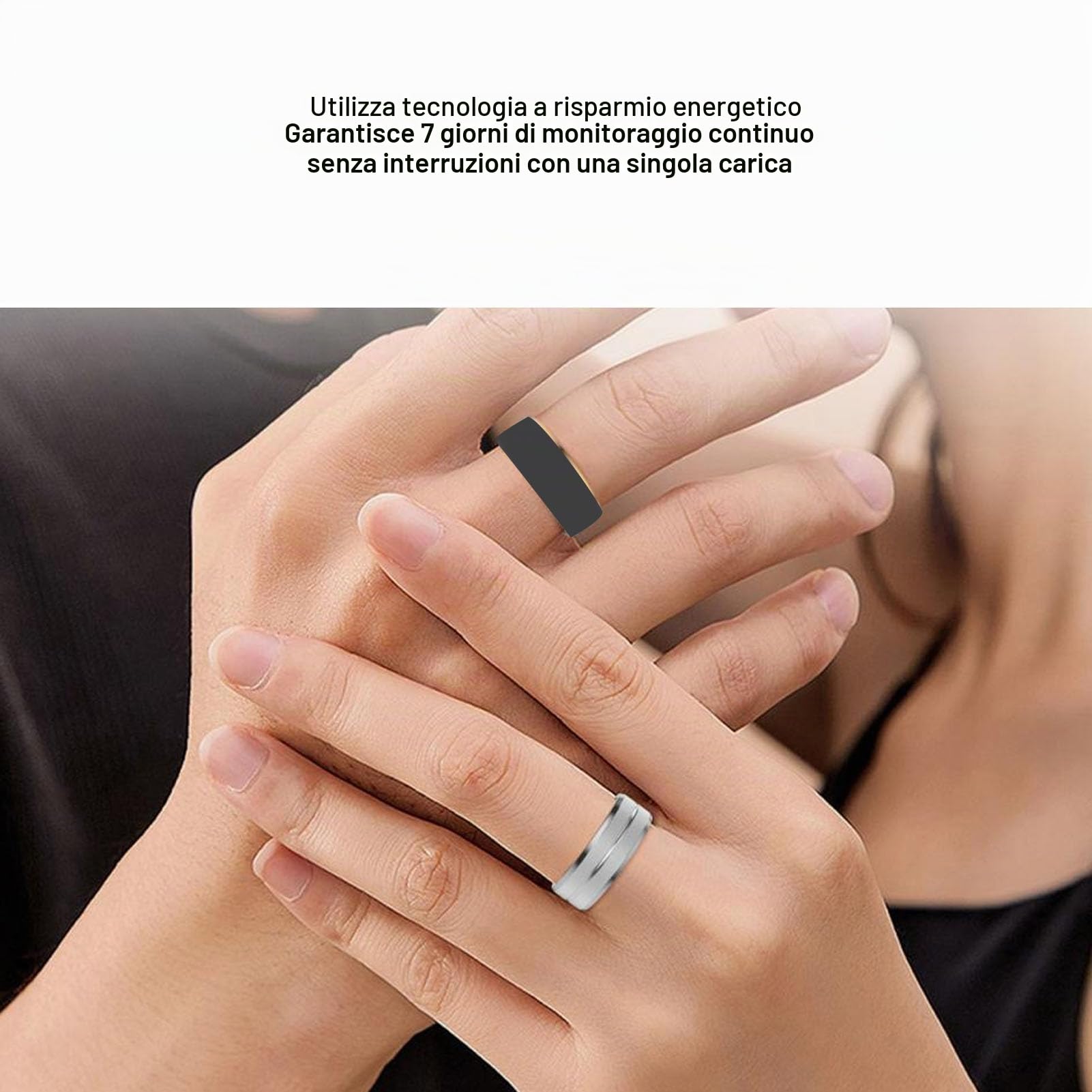 Anello Fitness Smart Bluetooth, Anello Health Tracker per Monitorare i Dati del Sonno del Contapassi Fitness, Controllo APP, Anello Smart Impermeabile IP68 (BLACK)
