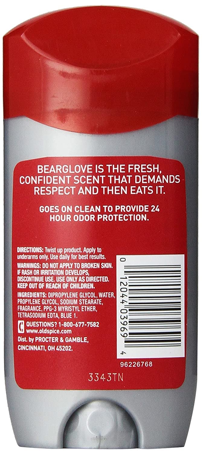 Old Spice Wild Collection Men's Deodorant, Bearglove 3 oz (Pack of 4)