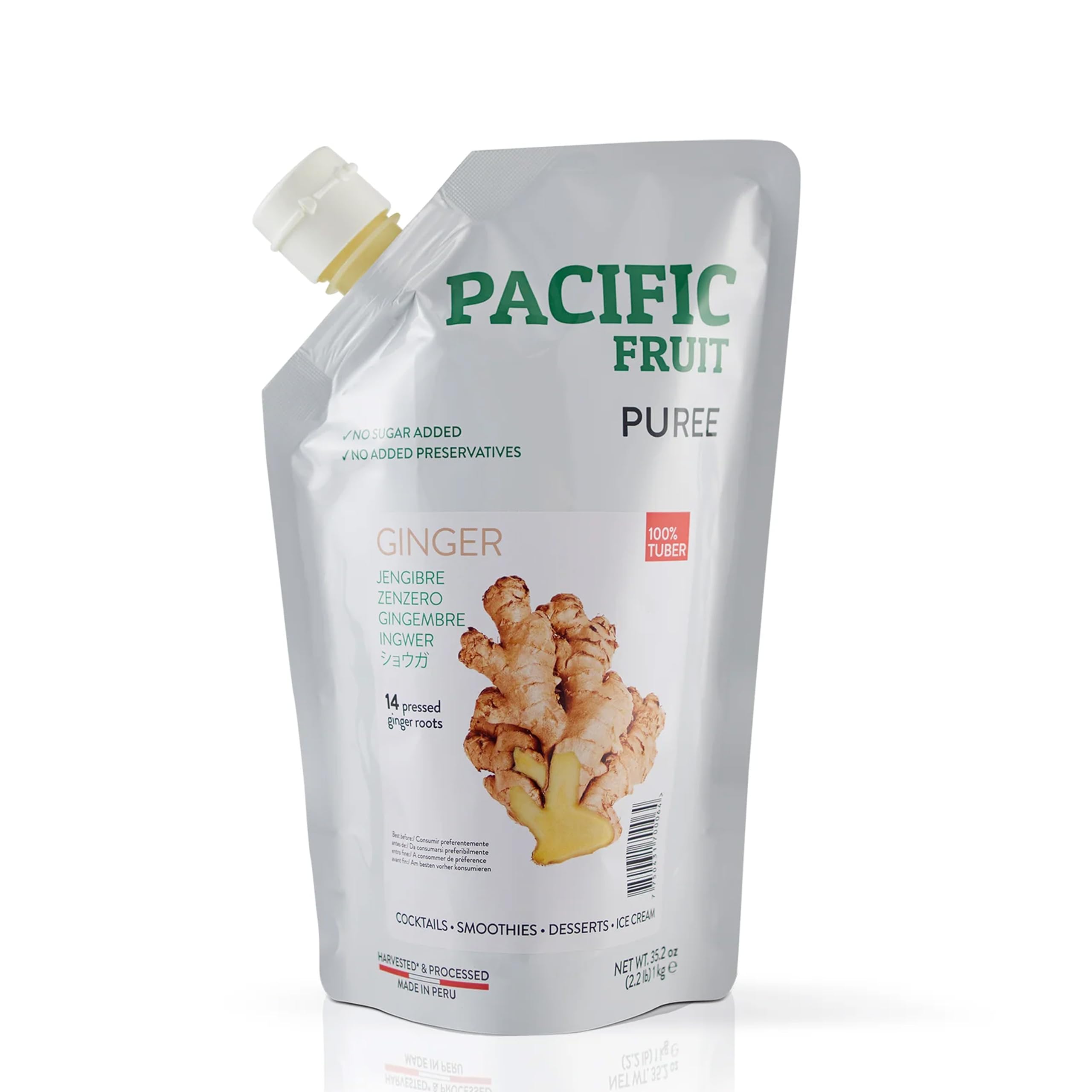 Pacific Fruit Püree Ingwer 1kg ohne Konservierungsstoffe & Zuckerzusatz, glutenfrei & vegan, für Suppen, Saucen, Marinaden, Wok-Gerichte, Ingwershots, Tee, Smoothies, Mocktails & Cocktails (1) (1)