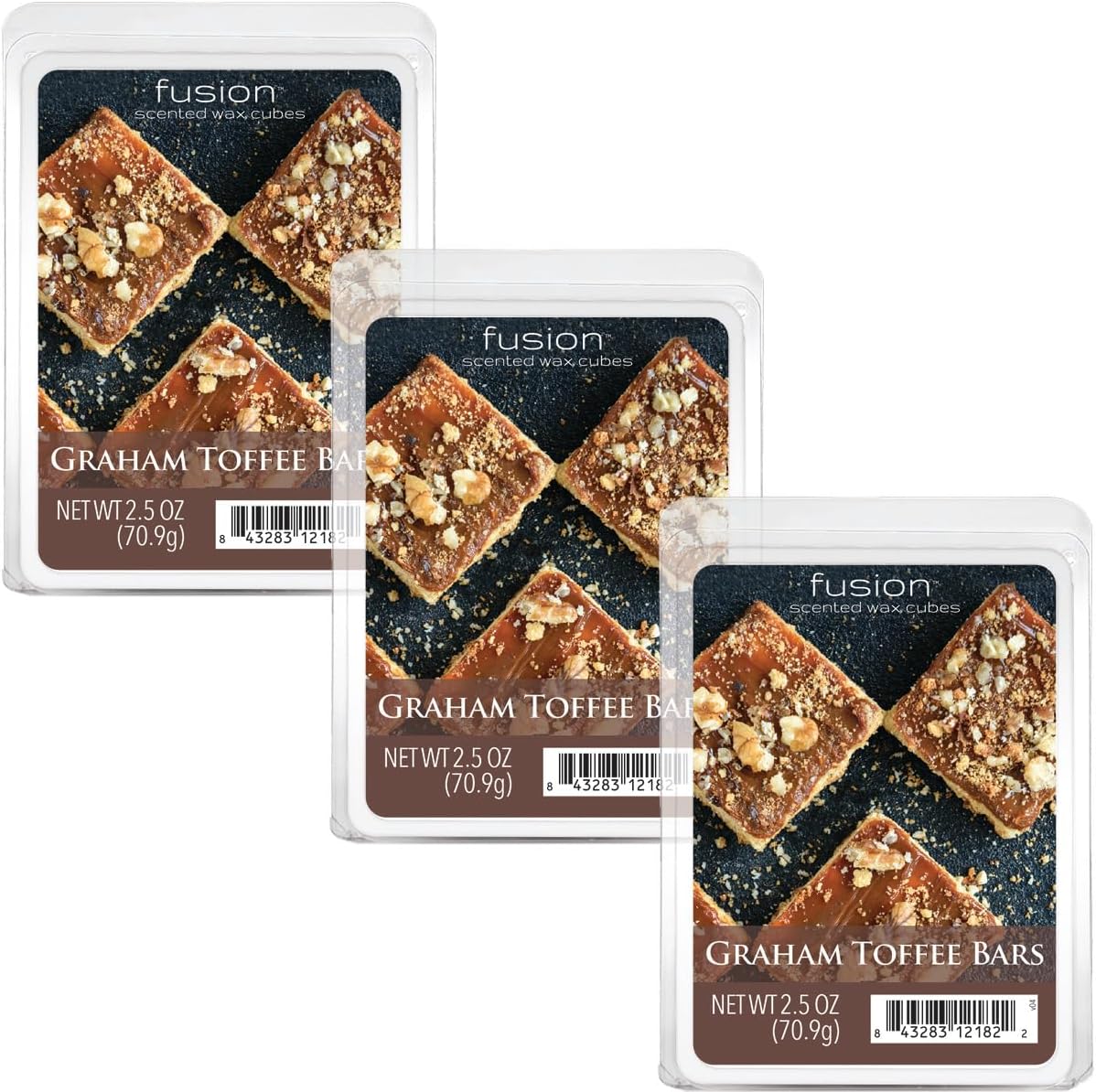 FUSION by Scentsationals Scented Wax Fragrance Melts – Graham Toffee Bars – Wax Cubes Pack, Home Warmer Tart, Electric Wickless Candle Bar Air Freshener, Spa Aroma Decor Gift – 2.5oz (3-Pack)