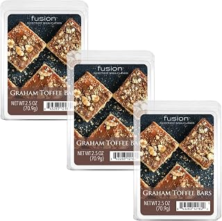 FUSION by Scentsationals Scented Wax Fragrance Melts - Graham Toffee Bars - Wax Cubes Pack, Home Warmer Tart, Electric Wickless Candle Bar Air Freshener, Spa Aroma Decor Gift - 2.5oz (3-Pack)