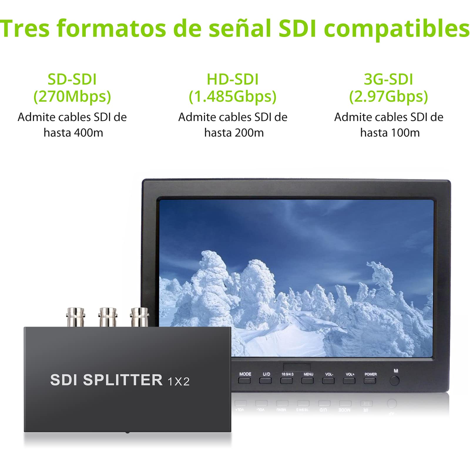Distribuidor SDI LiNKFOR 1x2: Convierte 1 Entrada En 2 Salidas Para Cámaras Y Monitores De Seguridad | HD-SDI 3G-SDI | Alcance Hasta 400m