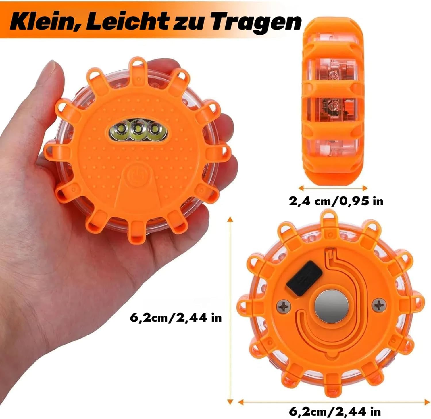 Paquete de 3 luces de advertencia recargables, luces de señalización de iluminación vial LED para automóviles, barcos, buques, iluminación de emergencia