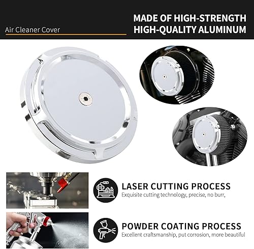 Miniatura 4 de Cubierta cromada del filtro de aire para Harley Dyna Street Bob Low Rider 1999-2008 Softail Fat Boy Heritage Deuce 2000-2015 Touring Street Glide