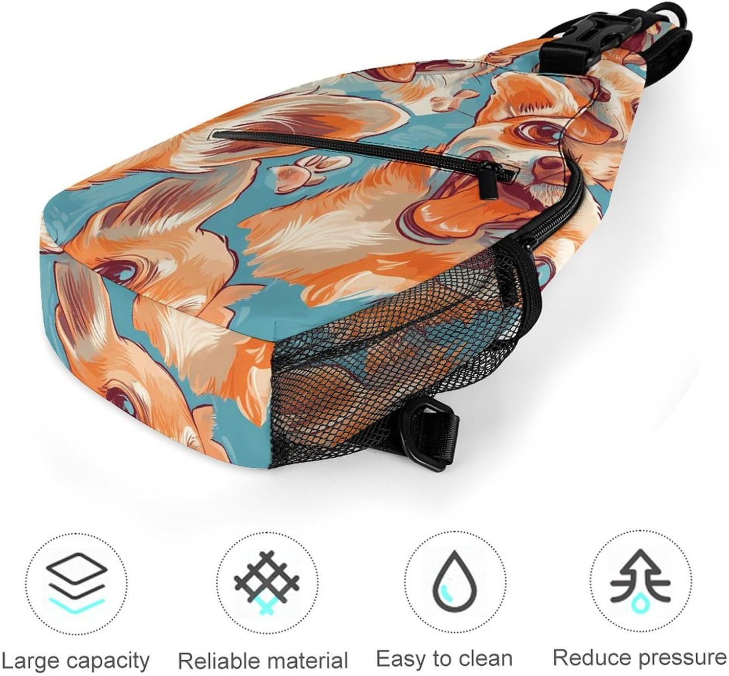 Happy Chihuahua Dogs Fashion Sling Bag Shoulder Chest Crossbody Bags Backpack Travel Hiking
