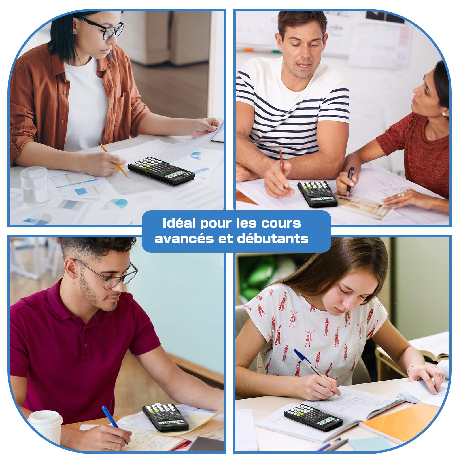 Calculatrices Scientifiques Lot de 8, 401 Fonctions Affichage 2 Lignes Calculatrice de Bureau Collège Lycée