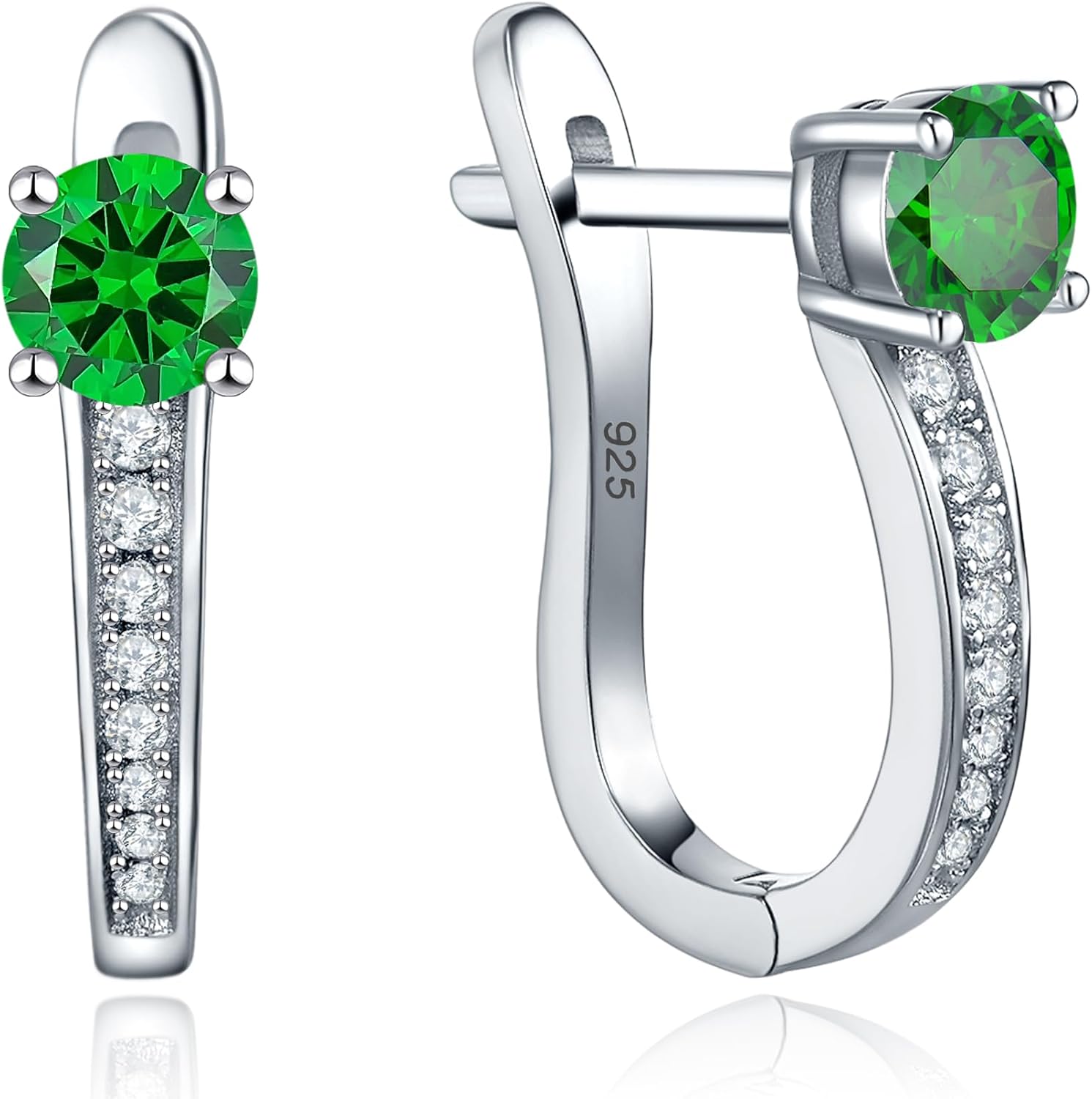 YL Hoop Earrings 925 Sterling Silver U Shaped Huggie Earring Birthstone Jewelry for Women