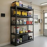 Vista 2 de Estantería de garaje resistente de 3000 libras – Estantería sin pernos de 5 niveles para garaje, estante de almacenamiento de garaje sin hundimiento