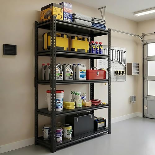 Miniatura 2 de Estantería de garaje resistente de 3000 libras – Estantería sin pernos de 5 niveles para garaje, estante de almacenamiento de garaje sin hundimiento