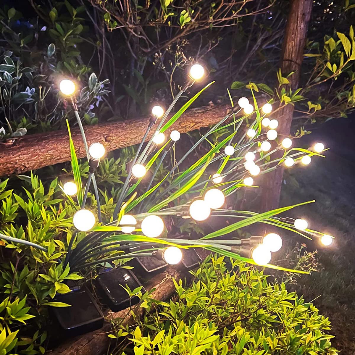 Sunboia 10 LED Solar Firefly Lights, Garden Solar Lights Outdoor Waterproof,Starburst Swaying Light Decorative for Pathway,Yard,Patio,Landscape,Halloween(4 Pack,Warm White)