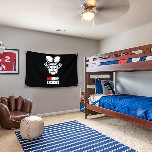 Miniatura 3 de Bandera inspiradora con citas motivacionales No More Excuses, tapiz decorativo para pared, tapiz de 3 x 5 pies, dormitorio universitario, gimnasio,