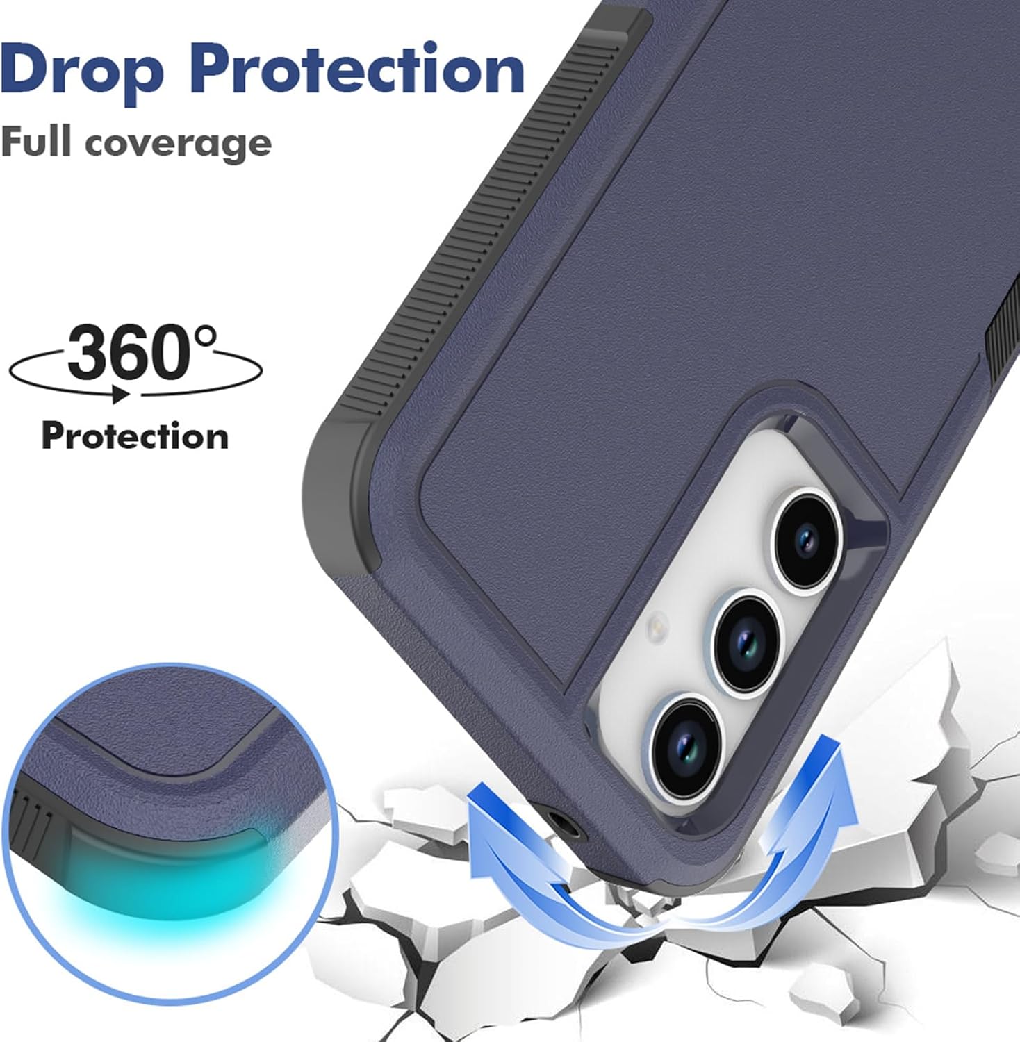 for Samsung Galaxy A35 5G Case: Dual Layer Protective Heavy Duty Cell Phone Cover Shockproof Rugged with Screen Protector - Military Protection Bumper Tough - Samsung Galaxy A35 5G 2024, Blue image 2