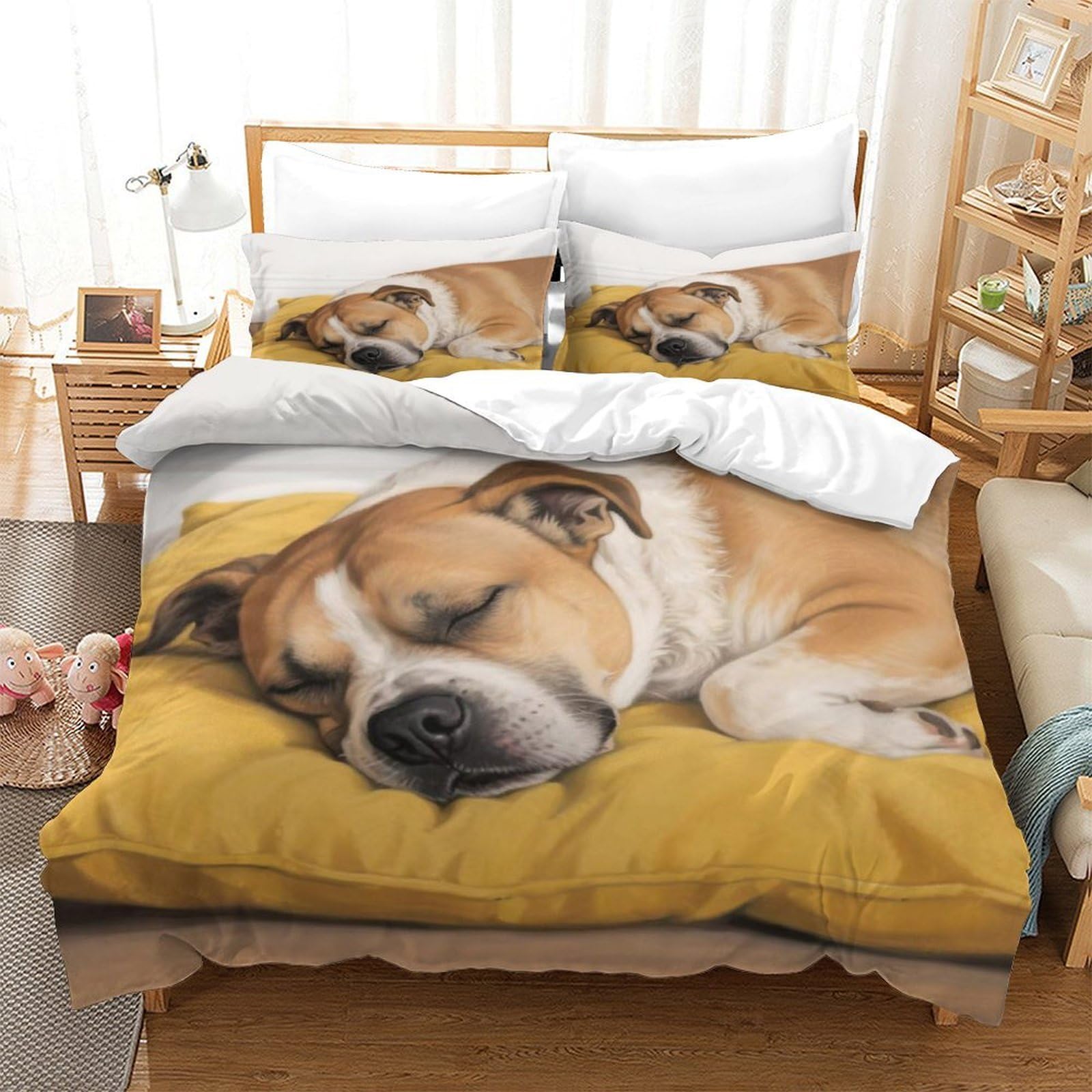 ZAWPPEUIO Staffordshire Bull Terrier Duvet Cover Set with Pillowcase Duvet Quilt Cover 3D Bedding Set for Kids Boys Girls Teens Microfiber Comforter Cover Hidden Zipper Double（200x200cm）