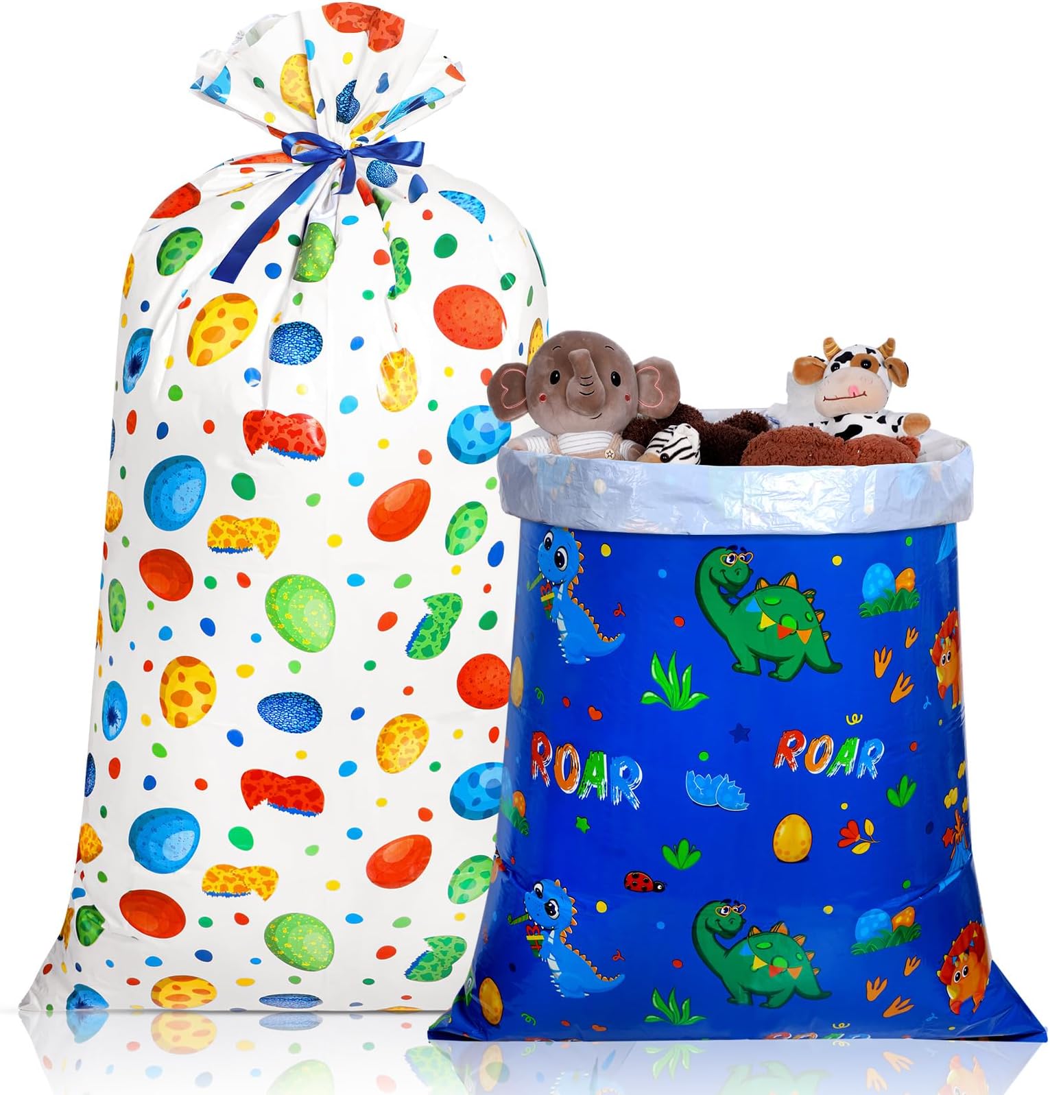 Ctosree 2 Pcs 70" x 40" Dinosaur Jumbo Gift Bag for Giant Gifts, Extra Large Plastic Present Bag Plastic Present Bag for Huge Gifts Wrapping Bags for Birthday Baby Shower Dinosaur Theme Party