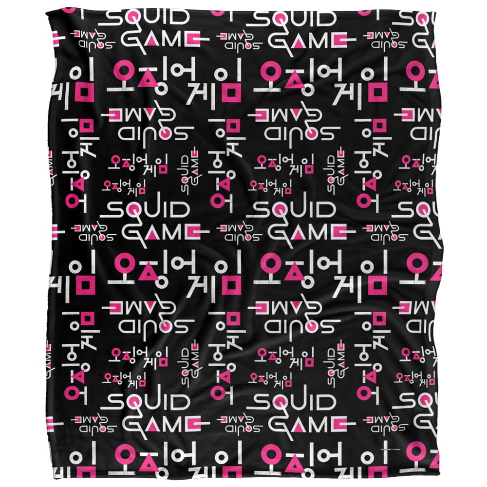 Coperta super morbida al tatto con logo Squid Game, 152 x 127 cm