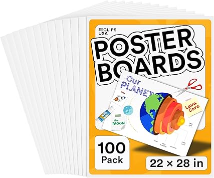 Poster Board White Poster Paper 22x28 Large Poster Board Bulk School Supplies 100 Pack White 22x28