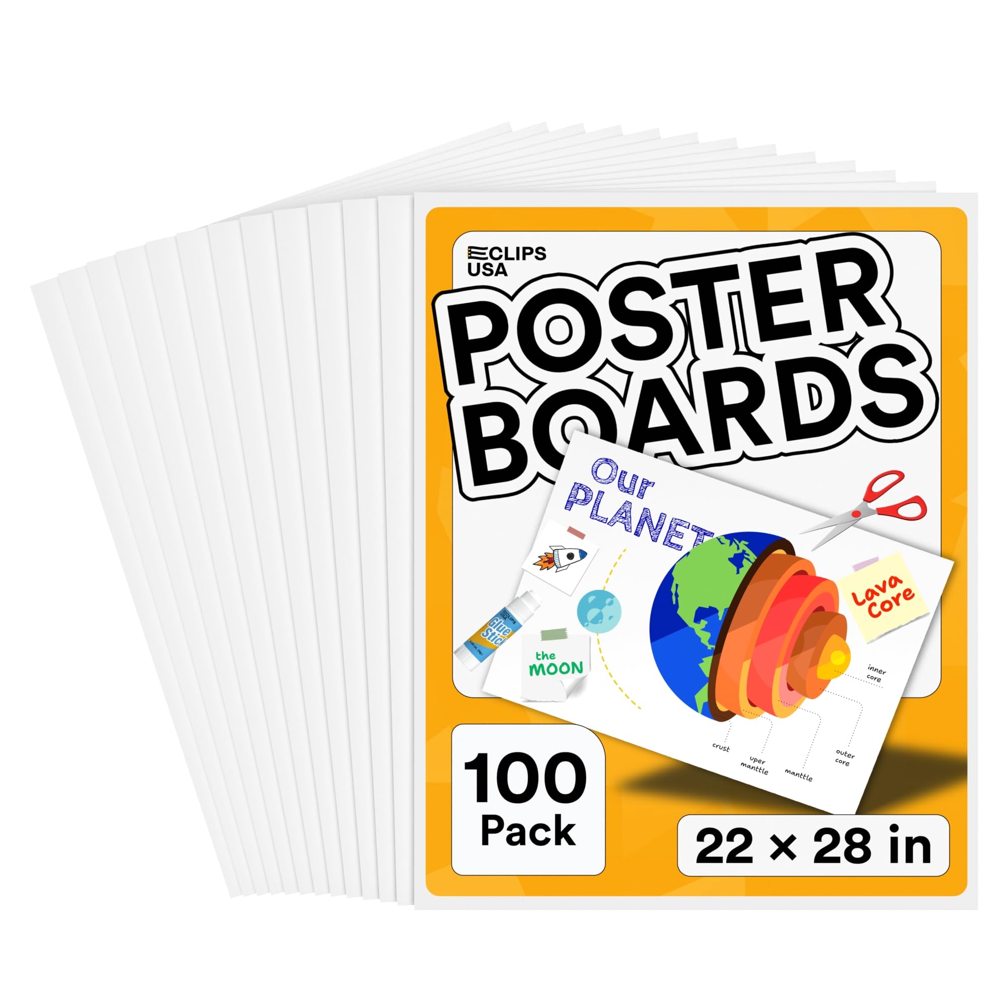 Poster Board White Poster Paper 22x28 Large Poster Board Bulk School Supplies 100 Pack (White 22x28)