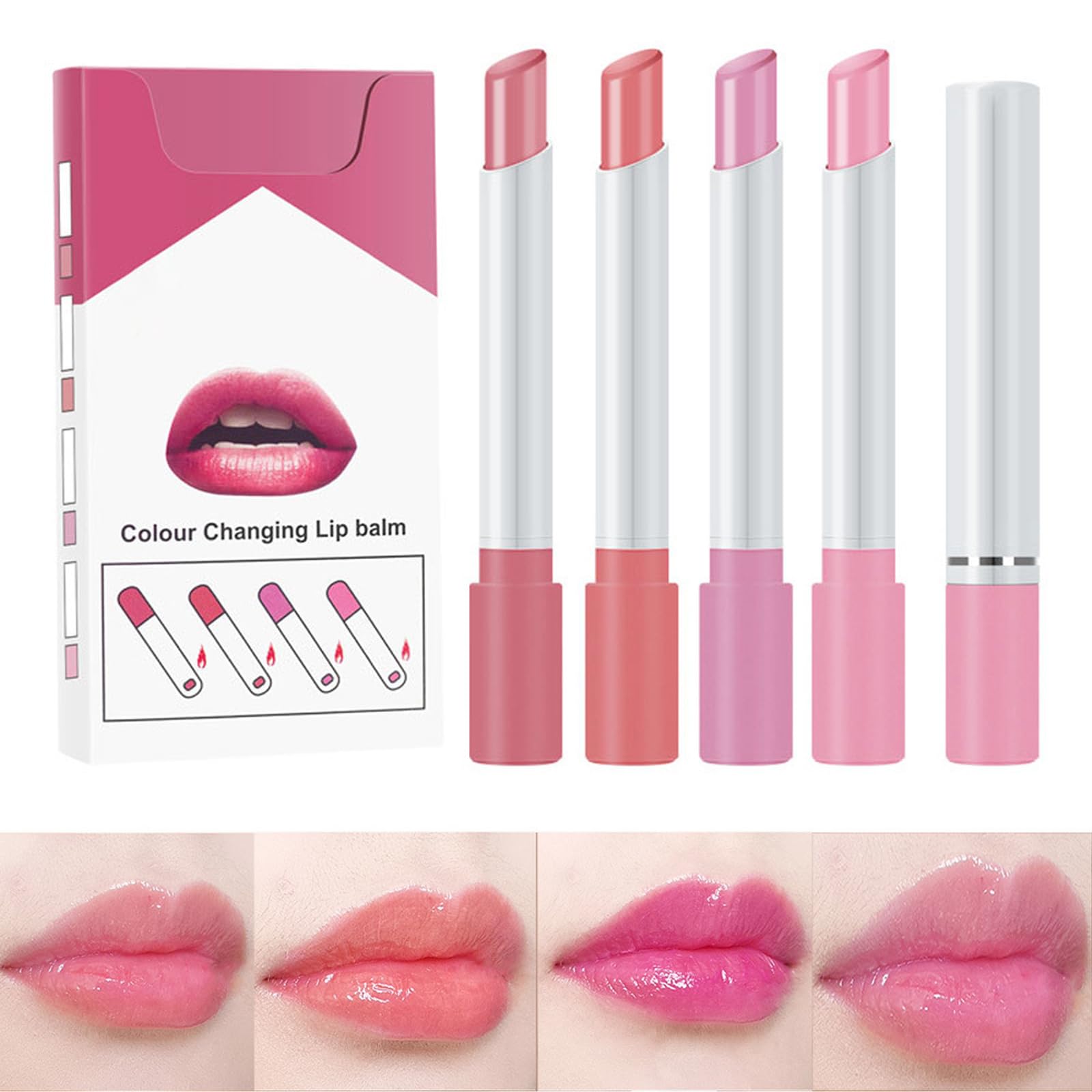 Color Changing Lipstick Sets, 4 Pcs cigarette lipstick High Pigmented Velvety Matte Lipstick Gift Set, Lipgloss Long Lasting Non-Fading Waterproof Lipstain,Makeup Sets For Women Gifts Surprise (05)