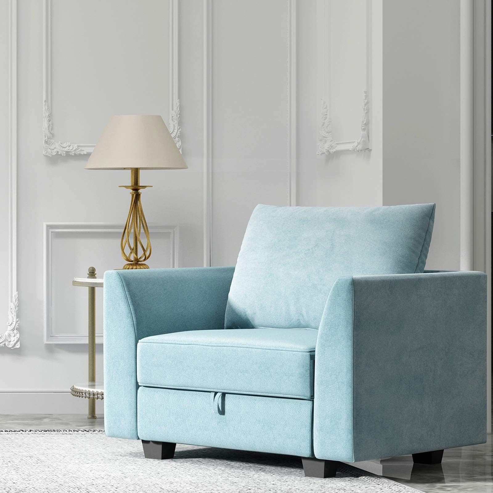 HONBAY Fabric Armchair Accent Chair with Modern Single Club Chair for Apartment, Aqua Blue