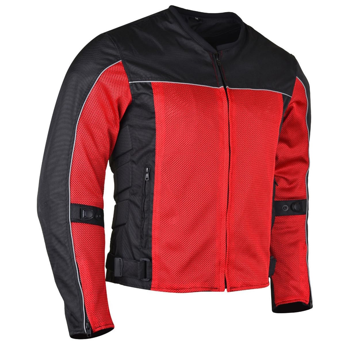 Vance Leather Mens Reflective Mesh & Textile Motorcycle Jacket w/CE Armor & Removable Liner